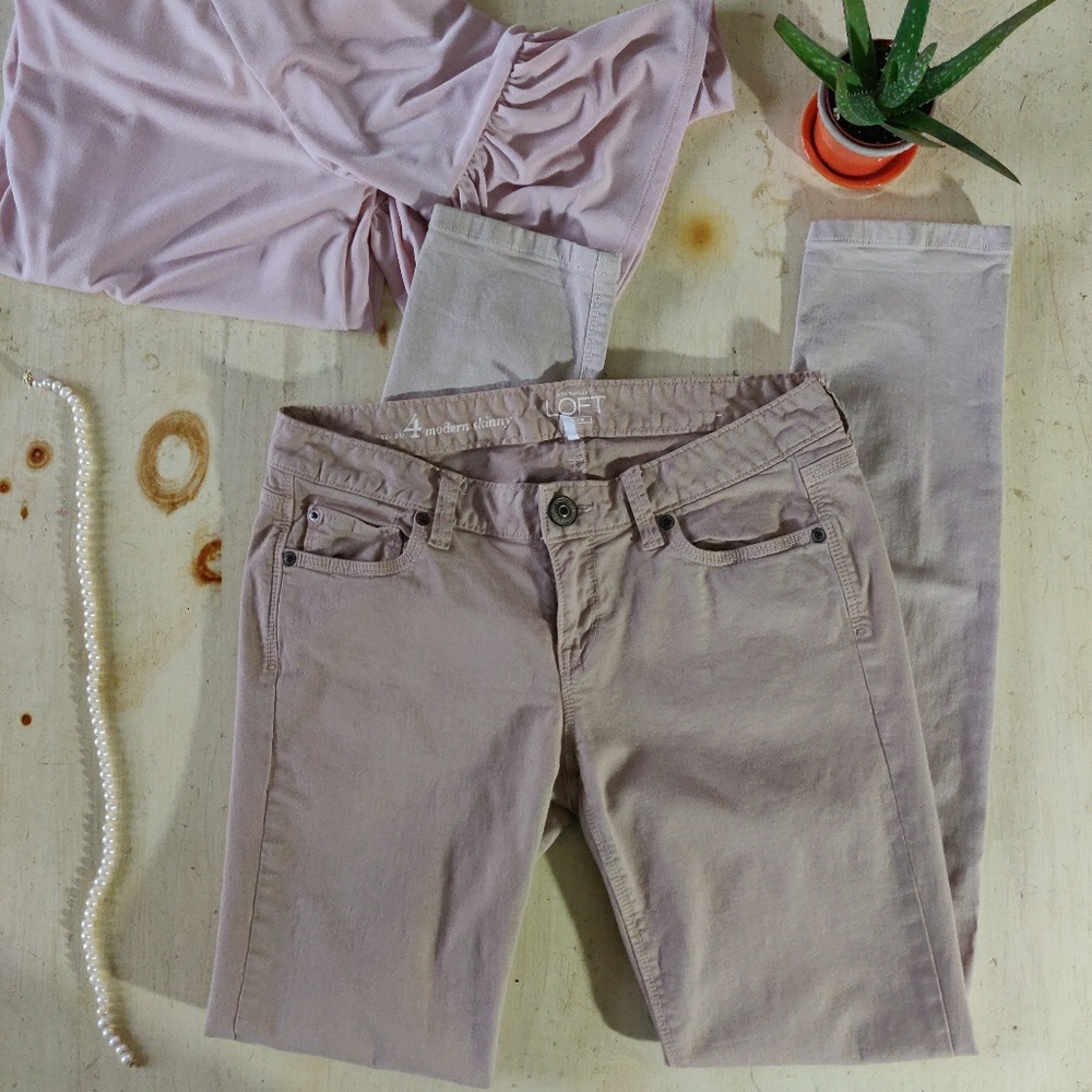 Ann Taylor Loft modern skinny tan denim pants